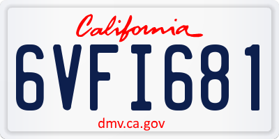 CA license plate 6VFI681