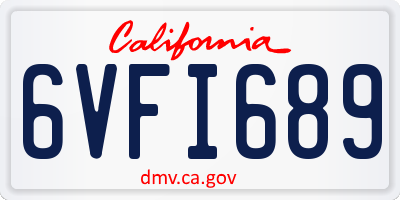 CA license plate 6VFI689