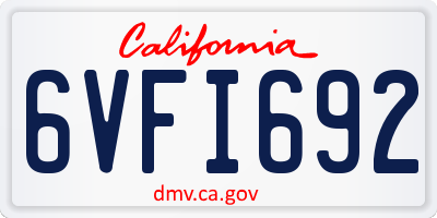 CA license plate 6VFI692