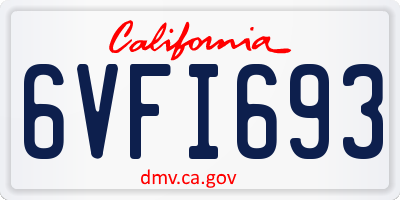 CA license plate 6VFI693