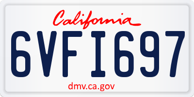 CA license plate 6VFI697