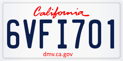 CA license plate 6VFI701