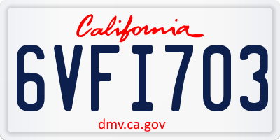 CA license plate 6VFI703