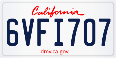 CA license plate 6VFI707