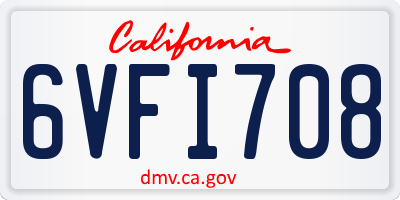 CA license plate 6VFI708