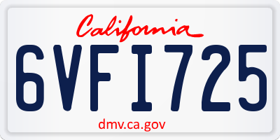 CA license plate 6VFI725