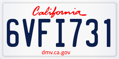 CA license plate 6VFI731