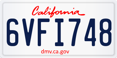 CA license plate 6VFI748