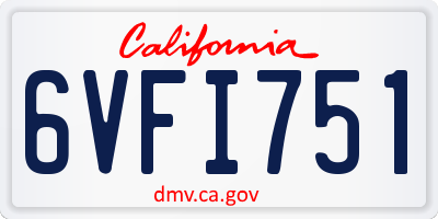 CA license plate 6VFI751
