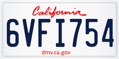 CA license plate 6VFI754