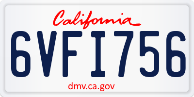 CA license plate 6VFI756