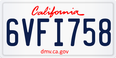 CA license plate 6VFI758