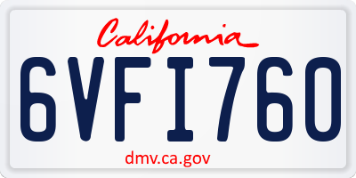 CA license plate 6VFI760