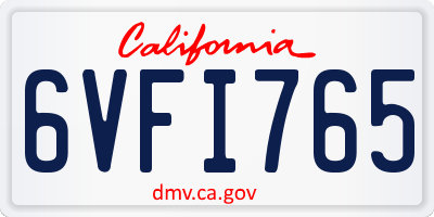 CA license plate 6VFI765