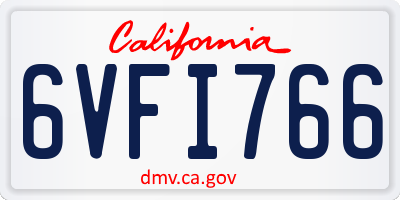 CA license plate 6VFI766