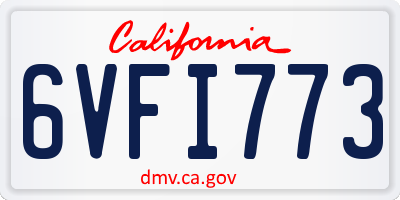 CA license plate 6VFI773