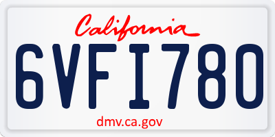 CA license plate 6VFI780