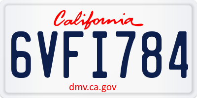 CA license plate 6VFI784