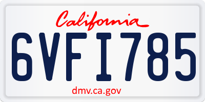 CA license plate 6VFI785