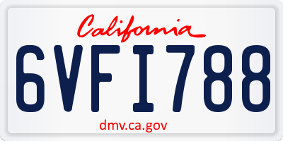 CA license plate 6VFI788