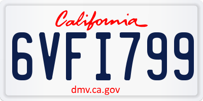 CA license plate 6VFI799