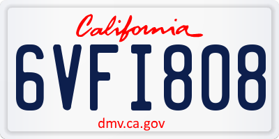 CA license plate 6VFI808