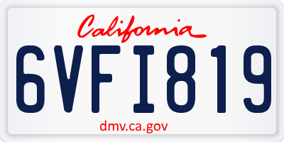 CA license plate 6VFI819