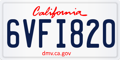 CA license plate 6VFI820
