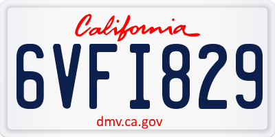 CA license plate 6VFI829
