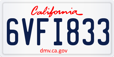 CA license plate 6VFI833