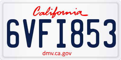 CA license plate 6VFI853