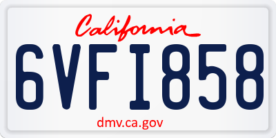 CA license plate 6VFI858