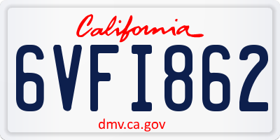 CA license plate 6VFI862