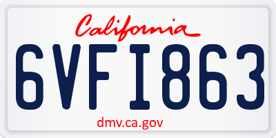 CA license plate 6VFI863