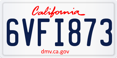 CA license plate 6VFI873