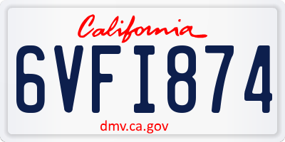 CA license plate 6VFI874