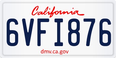 CA license plate 6VFI876