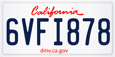 CA license plate 6VFI878