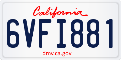 CA license plate 6VFI881