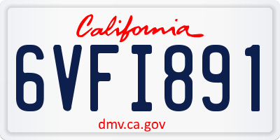 CA license plate 6VFI891