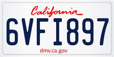 CA license plate 6VFI897