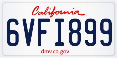 CA license plate 6VFI899