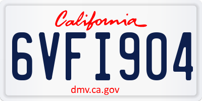 CA license plate 6VFI904