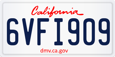CA license plate 6VFI909