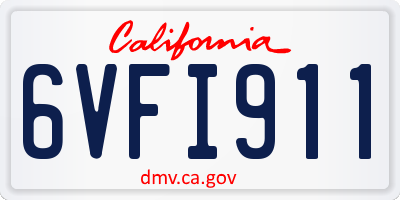 CA license plate 6VFI911