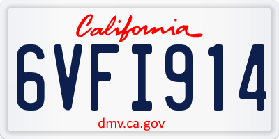 CA license plate 6VFI914