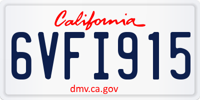 CA license plate 6VFI915