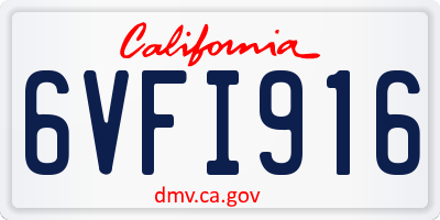 CA license plate 6VFI916
