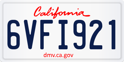 CA license plate 6VFI921