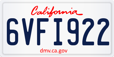 CA license plate 6VFI922